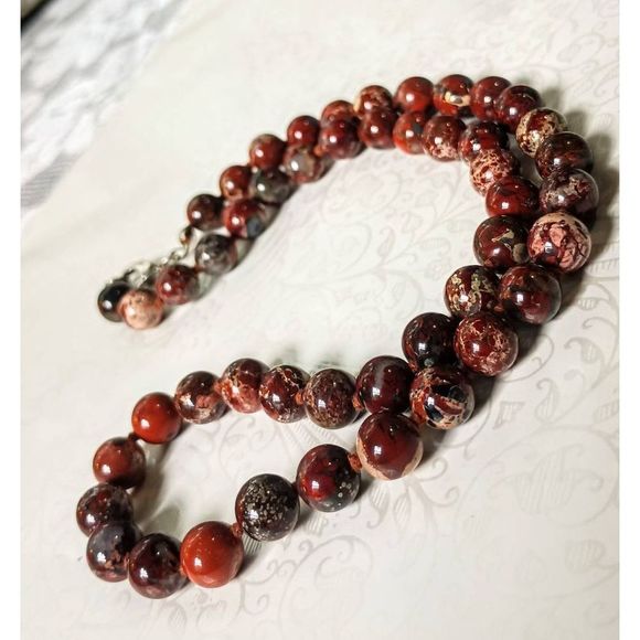Beautiful Red Leopard Skin Jasper Necklace - Picture 1 of 7